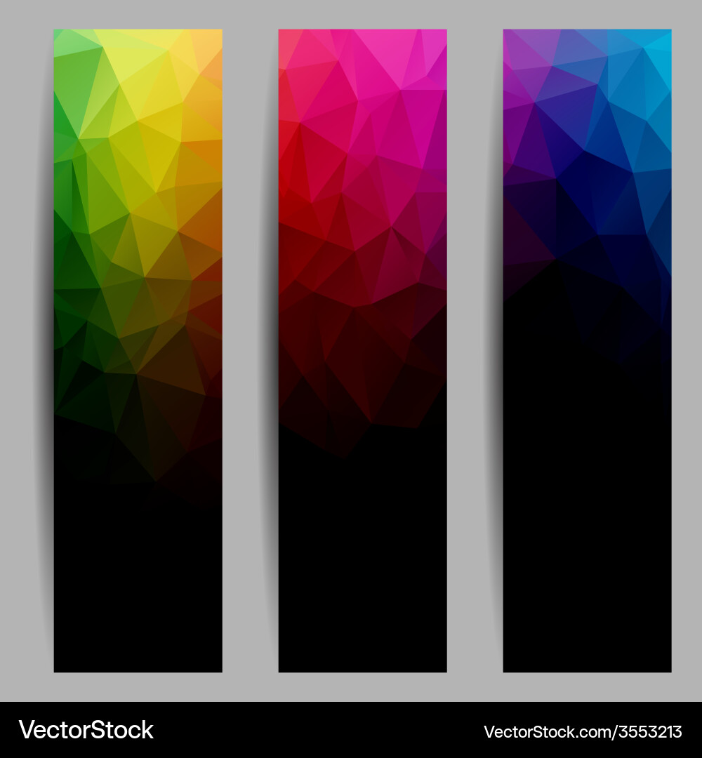 Set of banners with abstract triangles Vector Image