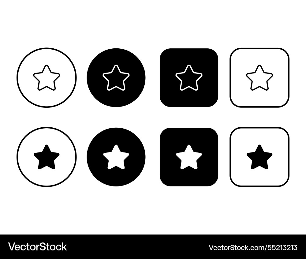 Star icon collection simple buttons set Star icon collection simple buttons set Vector Image