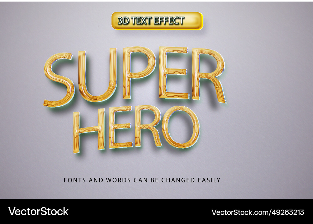 Super hero 3d editable text effect style vector image