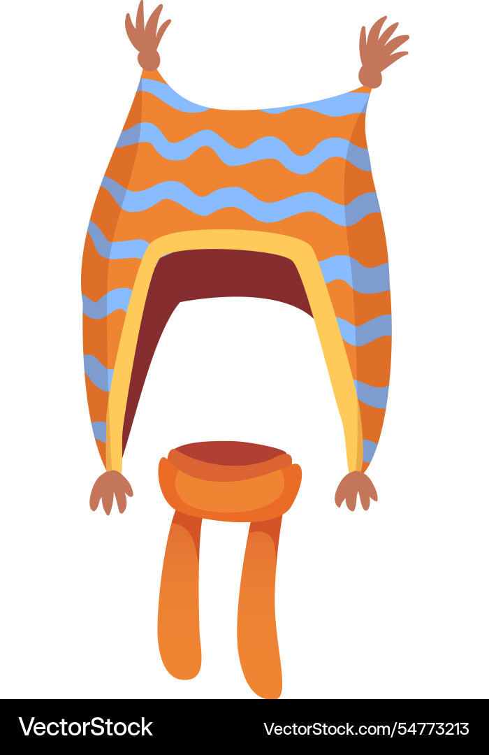 Warm knitted striped winter hat with ear flaps Vector Image