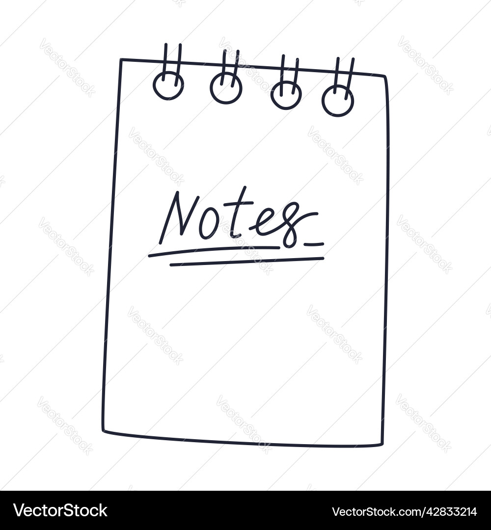 A wire-bound notebook empty space outline doodle vector image