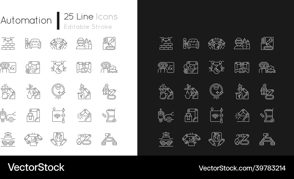 Automation linear icons set for dark and light Automation linear icons set for dark and light Vector Image