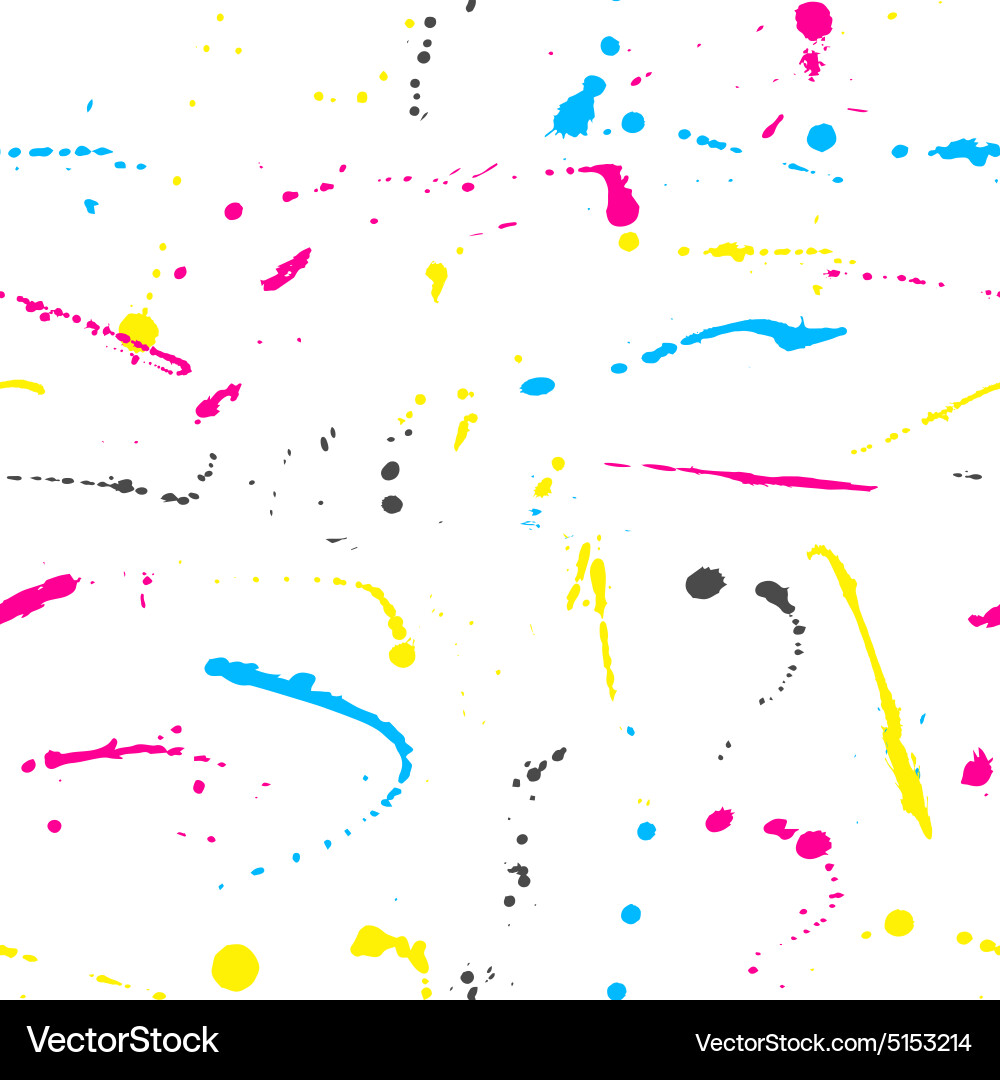 Cmyk ink splashes seamless pattern Royalty Free Vector Image