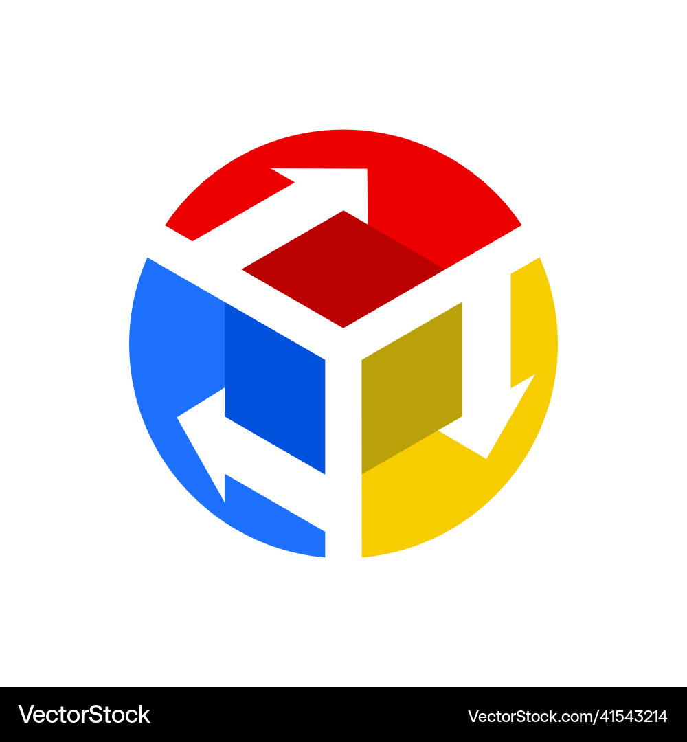 Colorful hexagon with three arrow Colorful hexagon with three arrow Vector Image