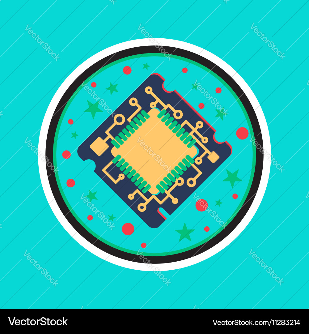 Computer processor chip vector image