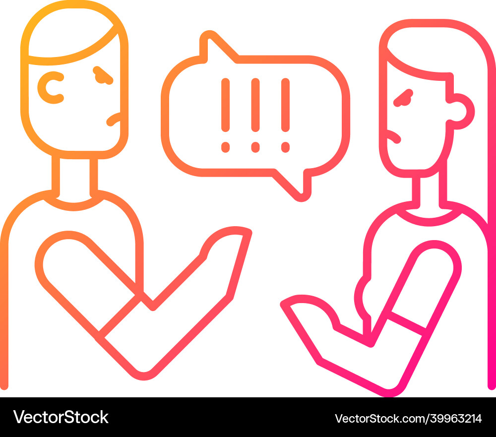 Couple criticizing each other gradient linear icon Couple criticizing each other gradient linear icon vector image