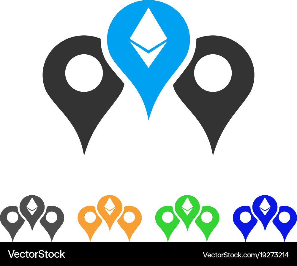 Ethereum map pointers icon Vector Image