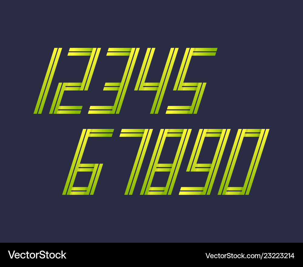 Geometric font line digital effect design numbers vector image