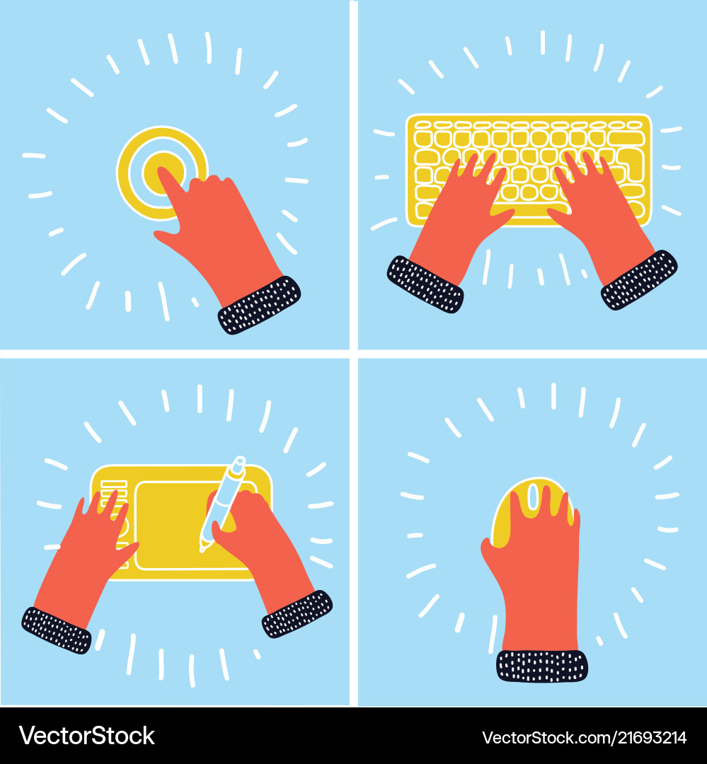 Hands with Computer Keyboard vector image