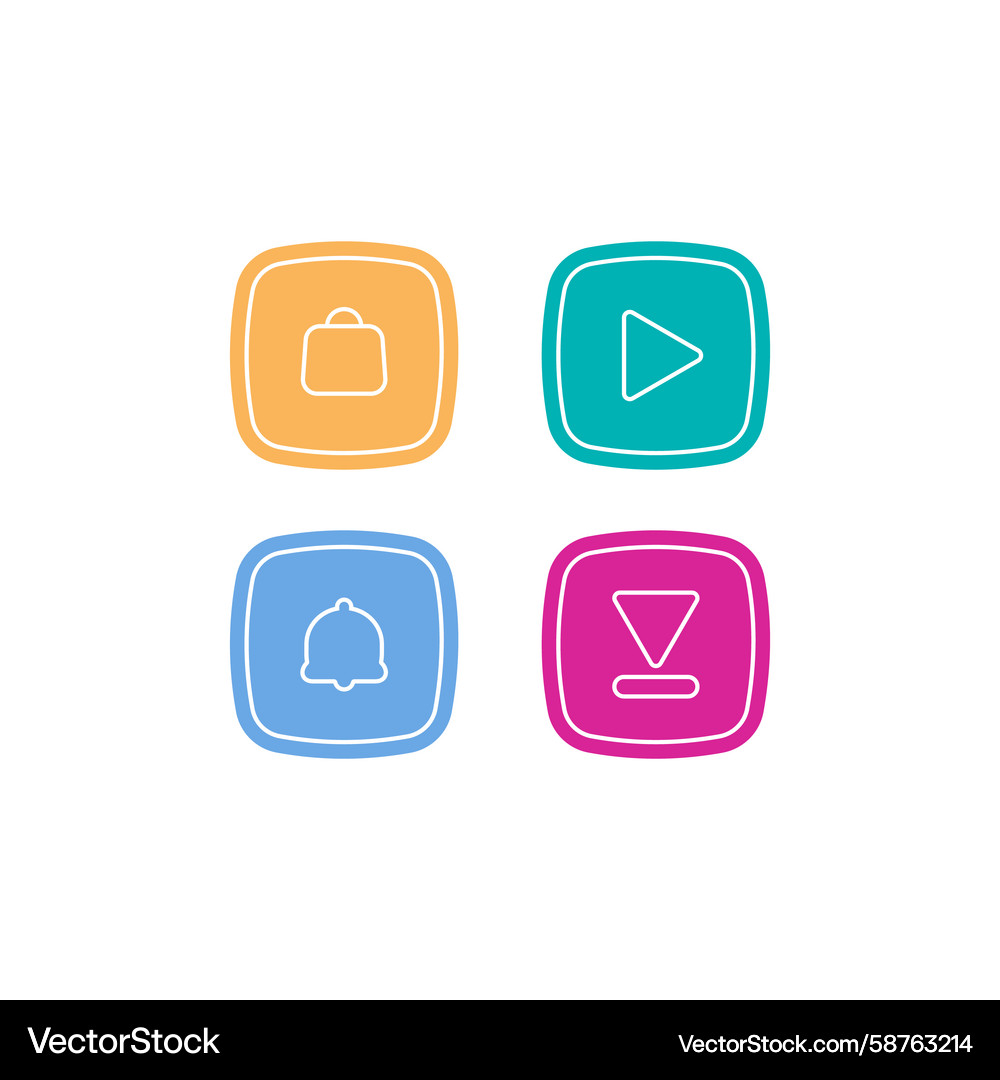 Modern Square Web Icons - Action Buttons Vector Image