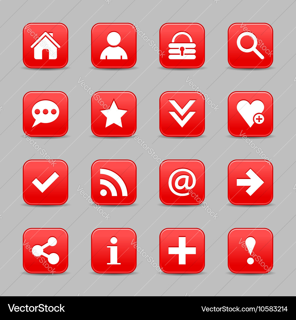 Red satin icon web button with white basic sign vector image