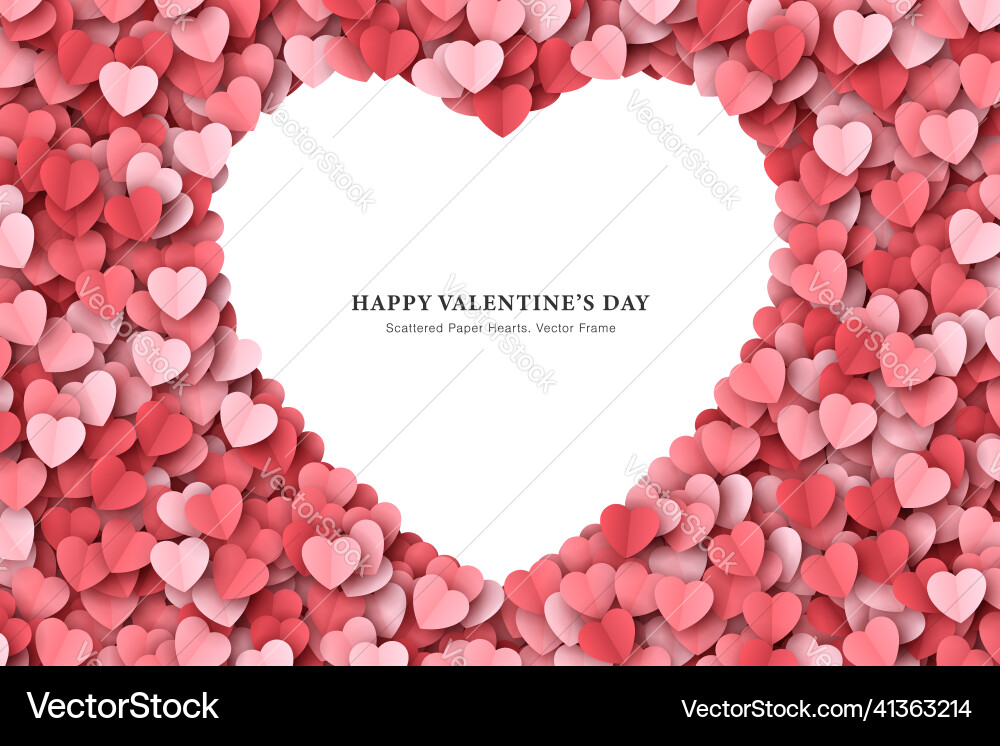 Scatter papercut heart confetti valentines day Scatter papercut heart confetti valentines day vector image