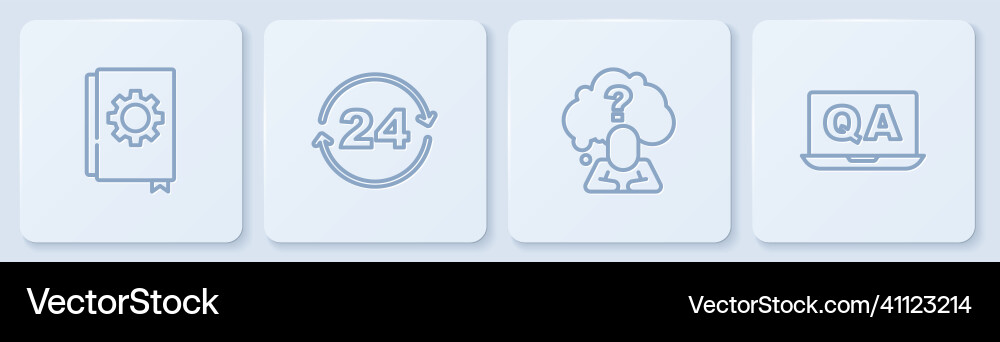 Set line user manual head with question mark Set line user manual head with question mark vector image