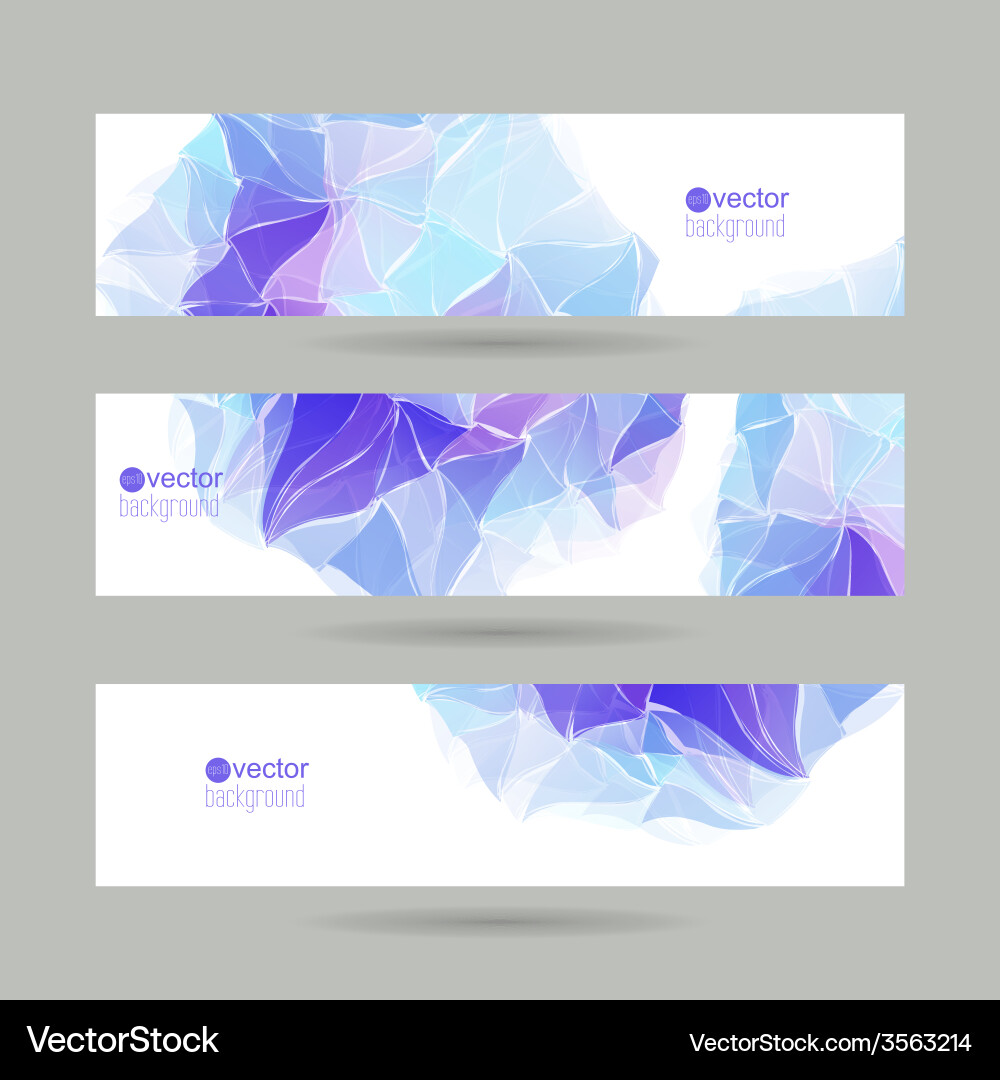 Set of banners with triangles and polygon mesh Vector Image