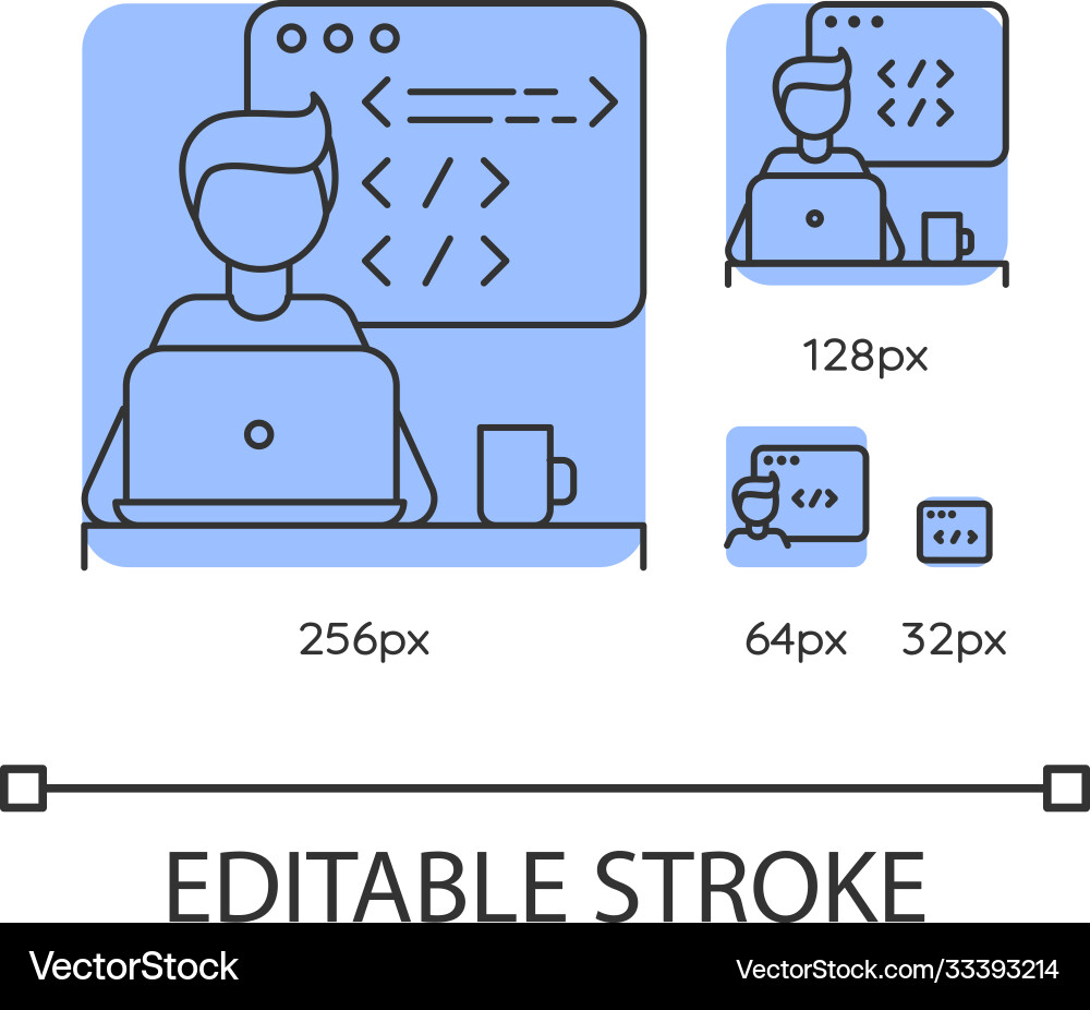 Web developer blue linear icons set Web developer blue linear icons set Vector Image