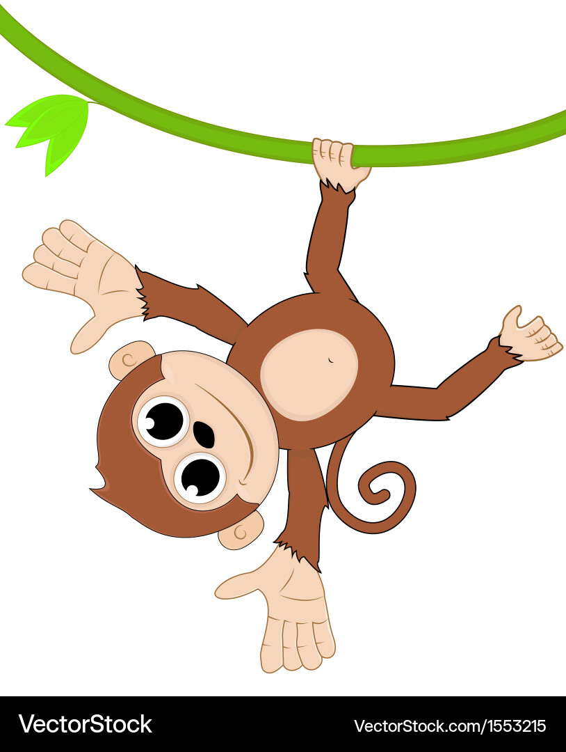 Cheerful Monkey in Tree Vector Image