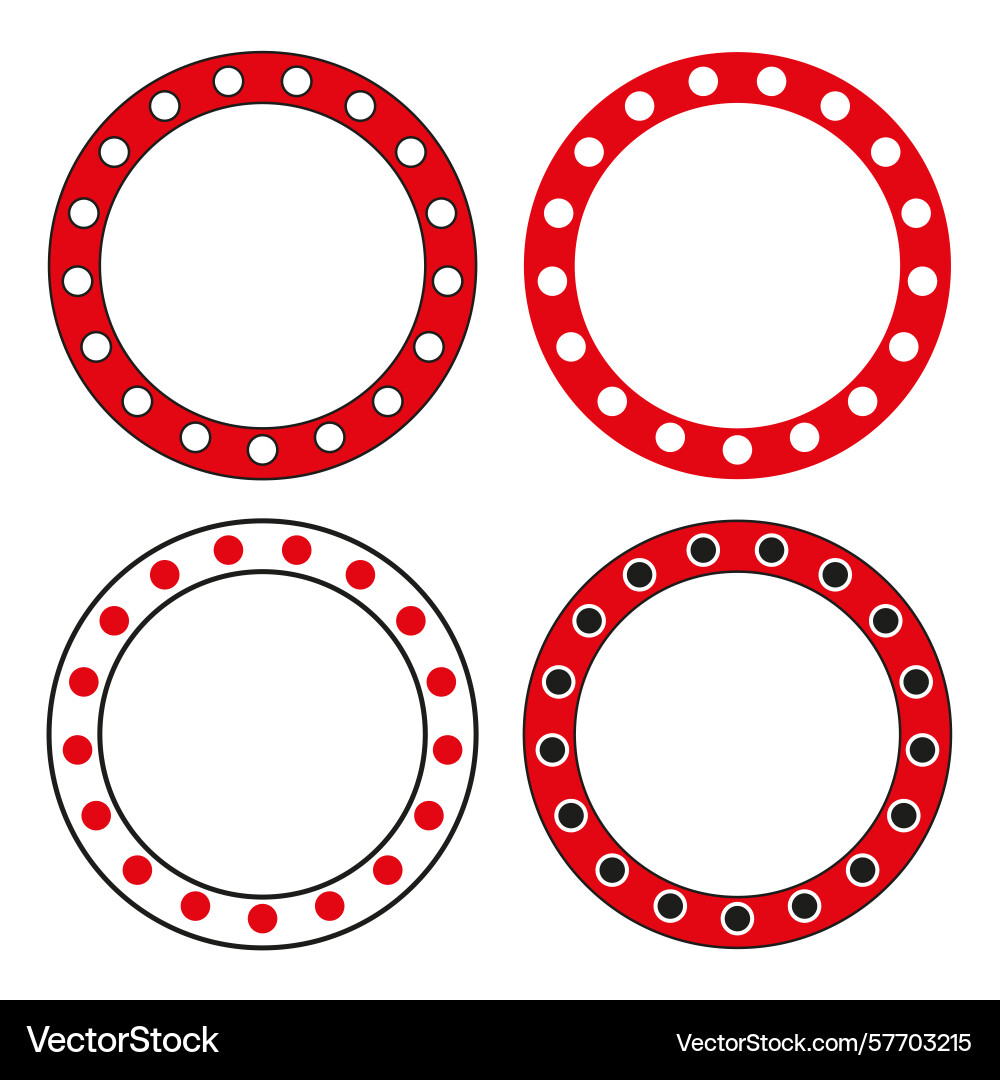 Circular frame elements red border pattern dot Circular frame elements red border pattern dot vector image