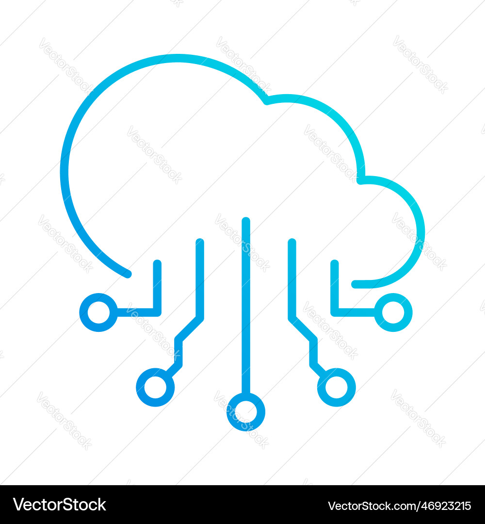 Cloud system automation gradient outline icon vector image