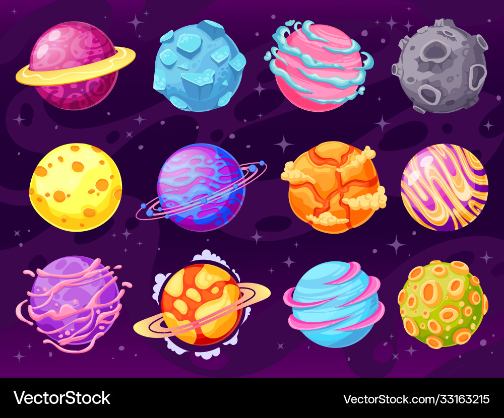 Colorful Cosmic Planets Vector Image
