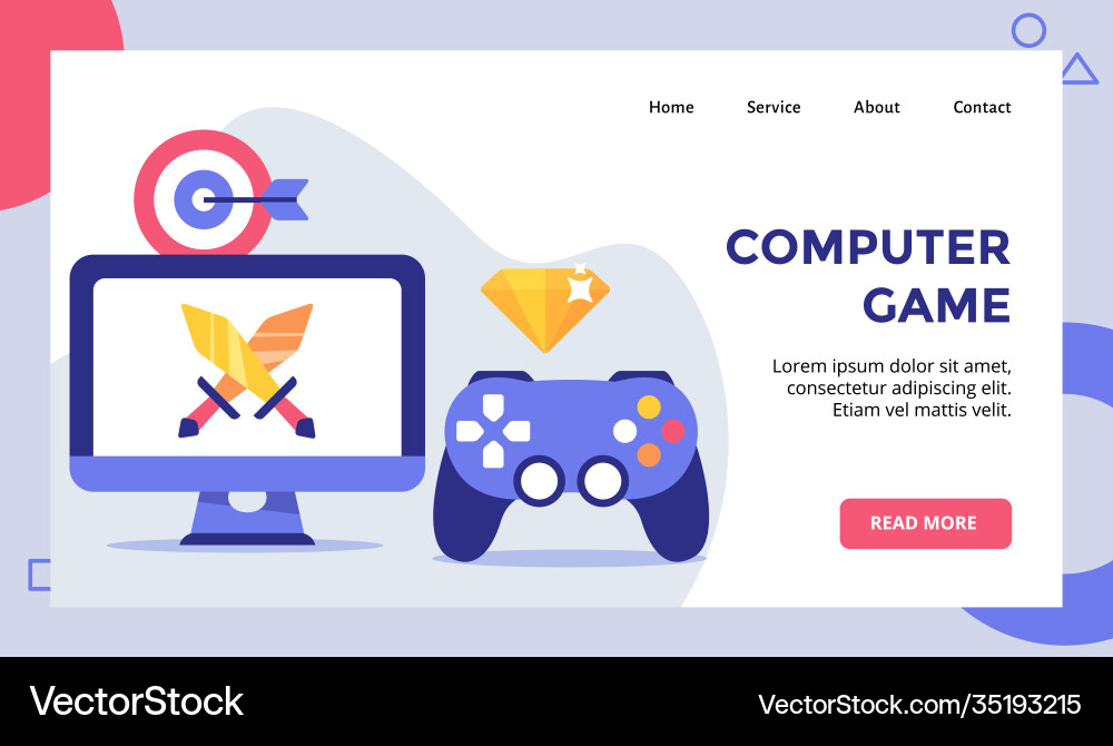 Computer game sword on display monitor campaign vector image