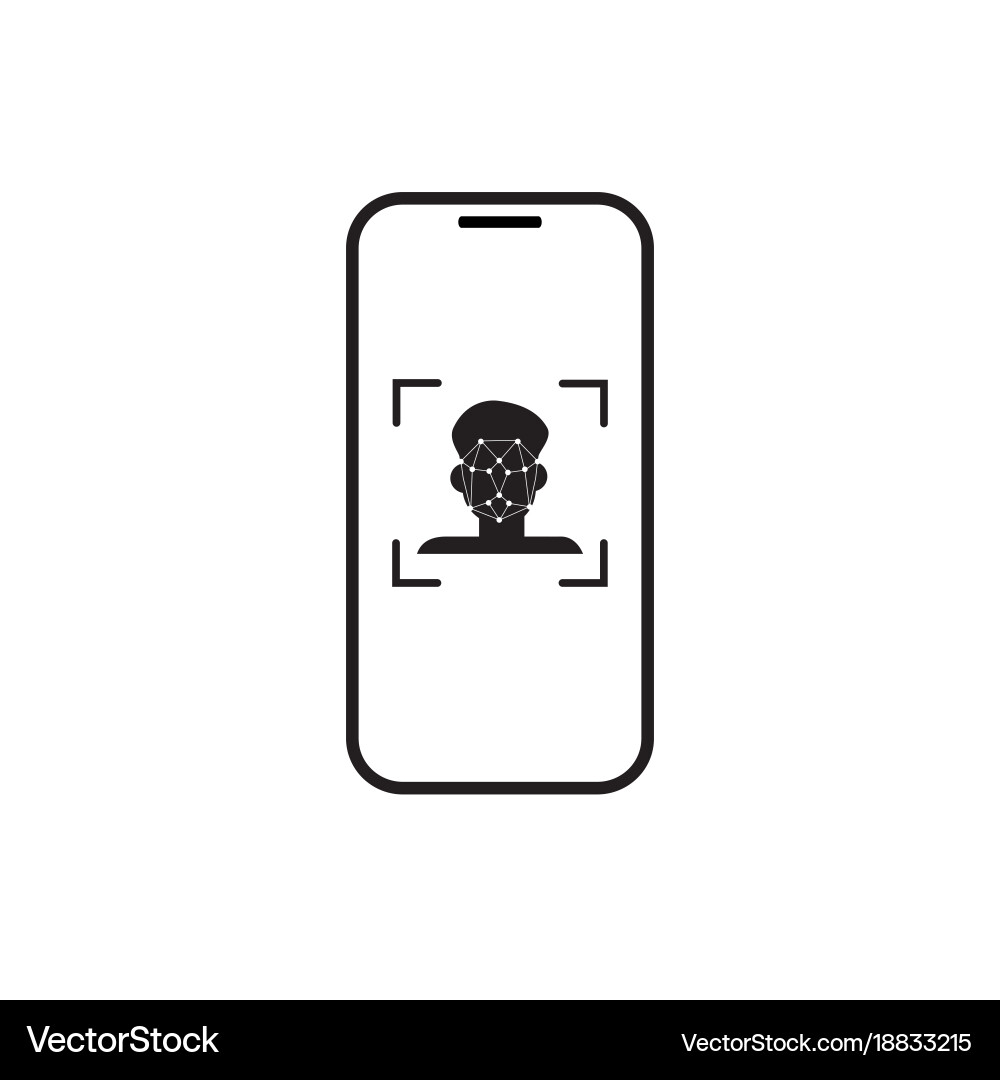Face scan recognition system smart phone icon vector image