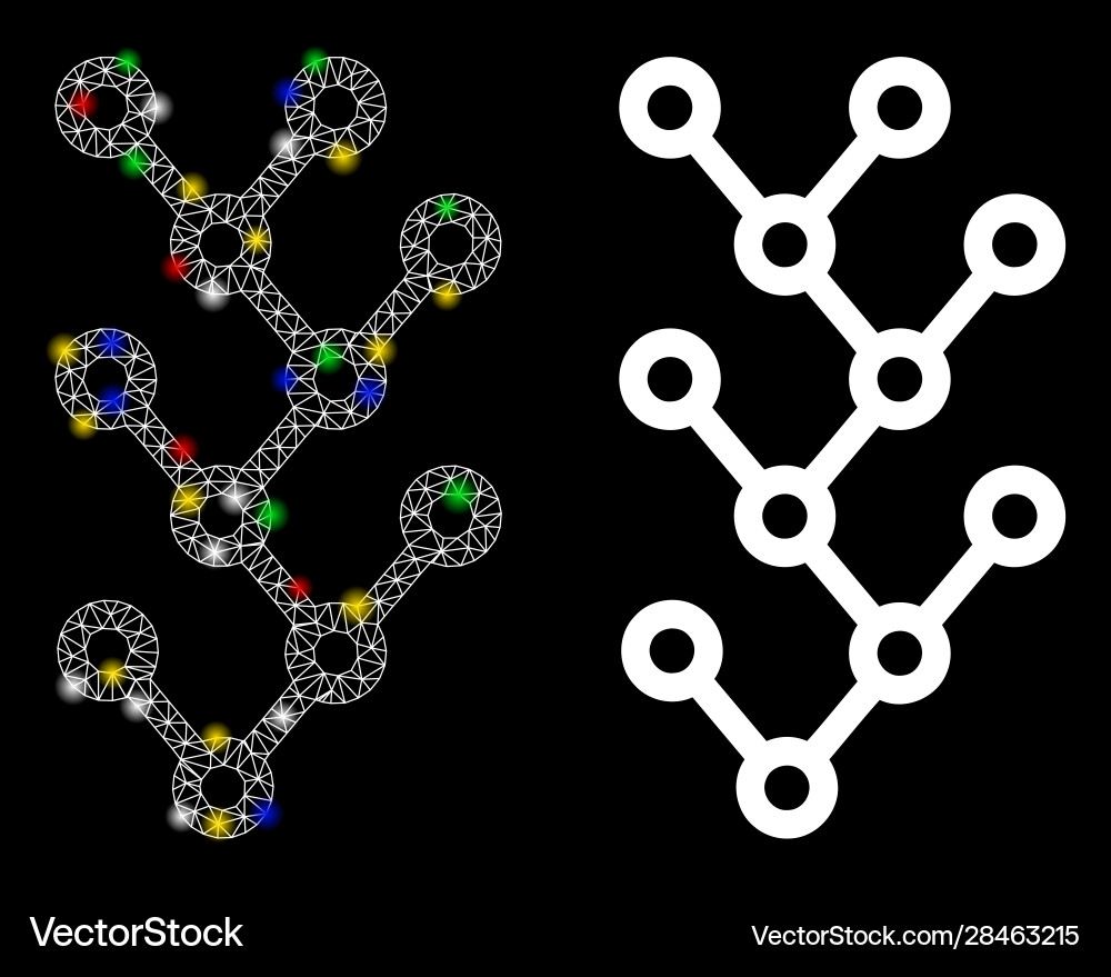 Flare mesh 2d binary tree icon with spots Flare mesh 2d binary tree icon with spots vector image