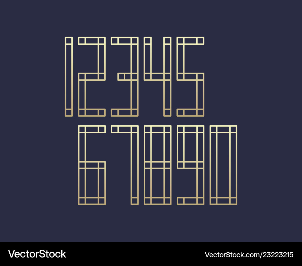 Geometric font line digital effect design numbers vector image