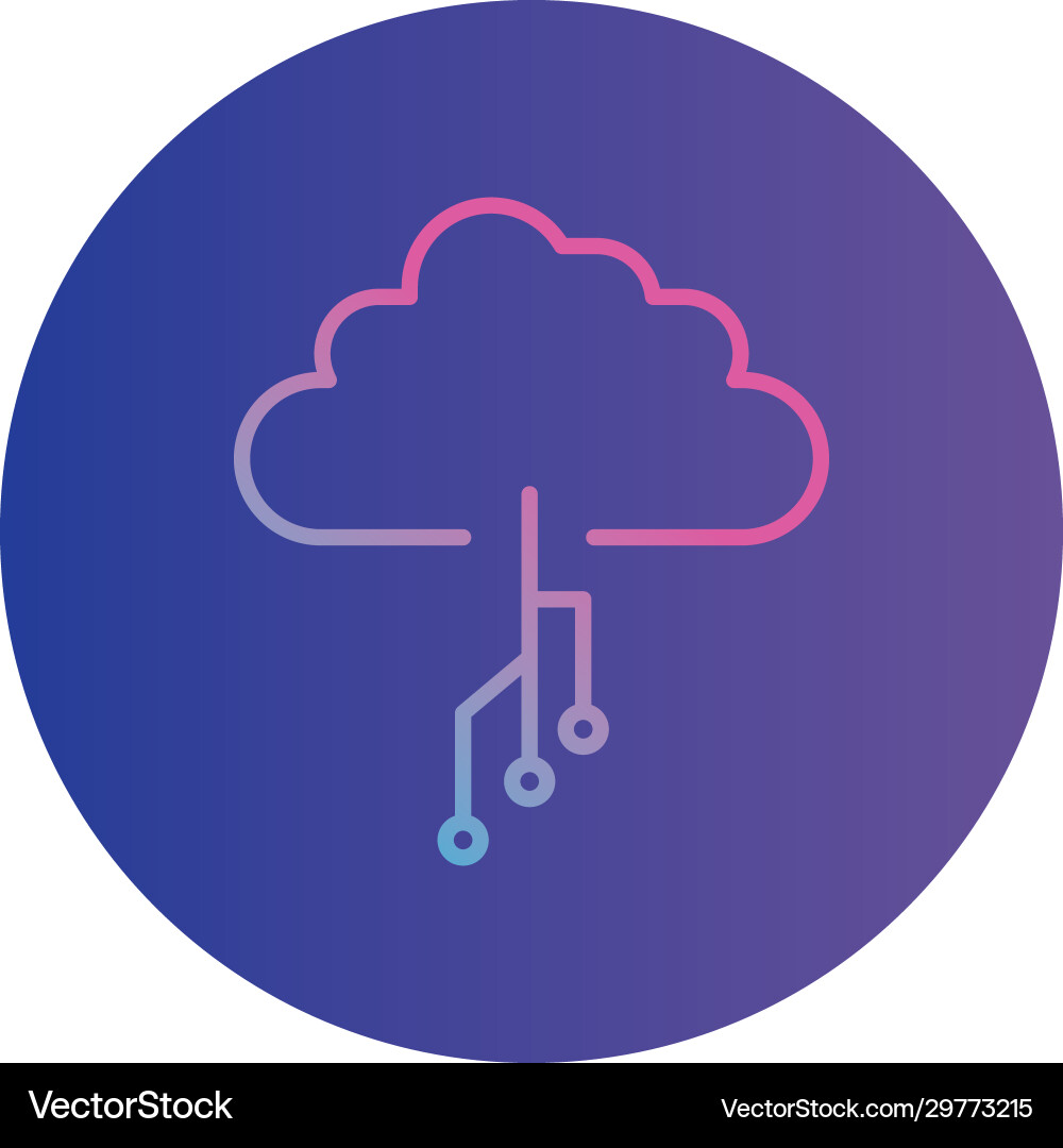 Isolated cloud with circuit gradient style icon Vector Image