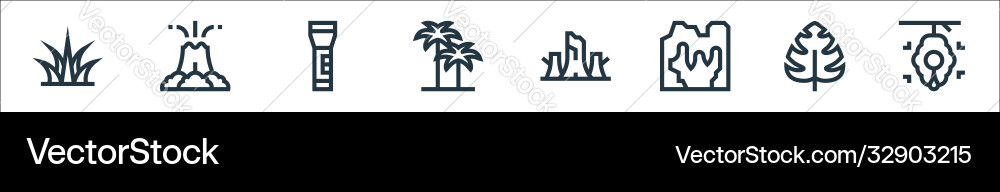 Jungle line icons linear set quality Vector Image