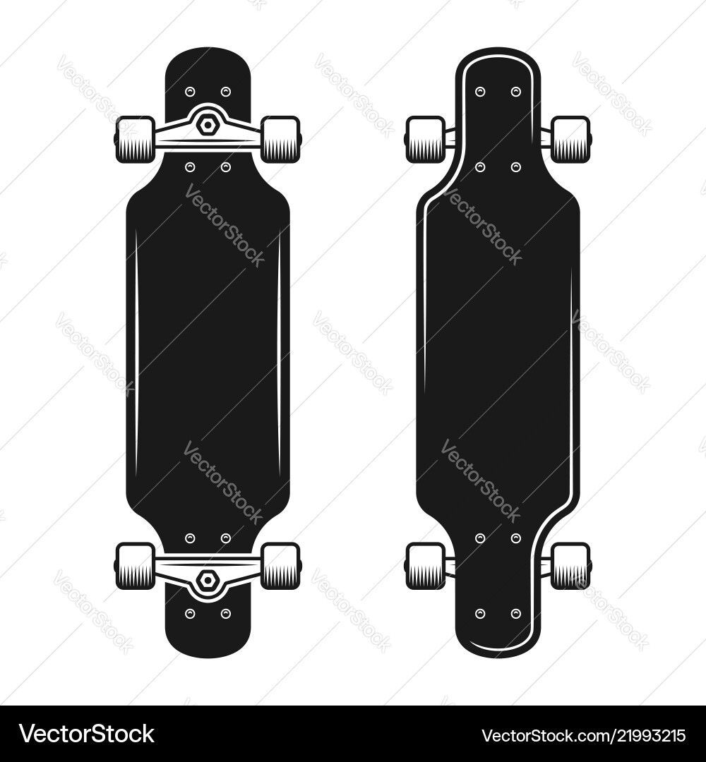 Longboards set of two styles top and bottom view Longboards set of two styles top and bottom view vector image