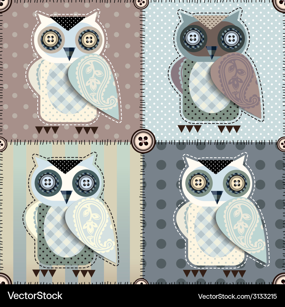 Patchwork with owls vector image