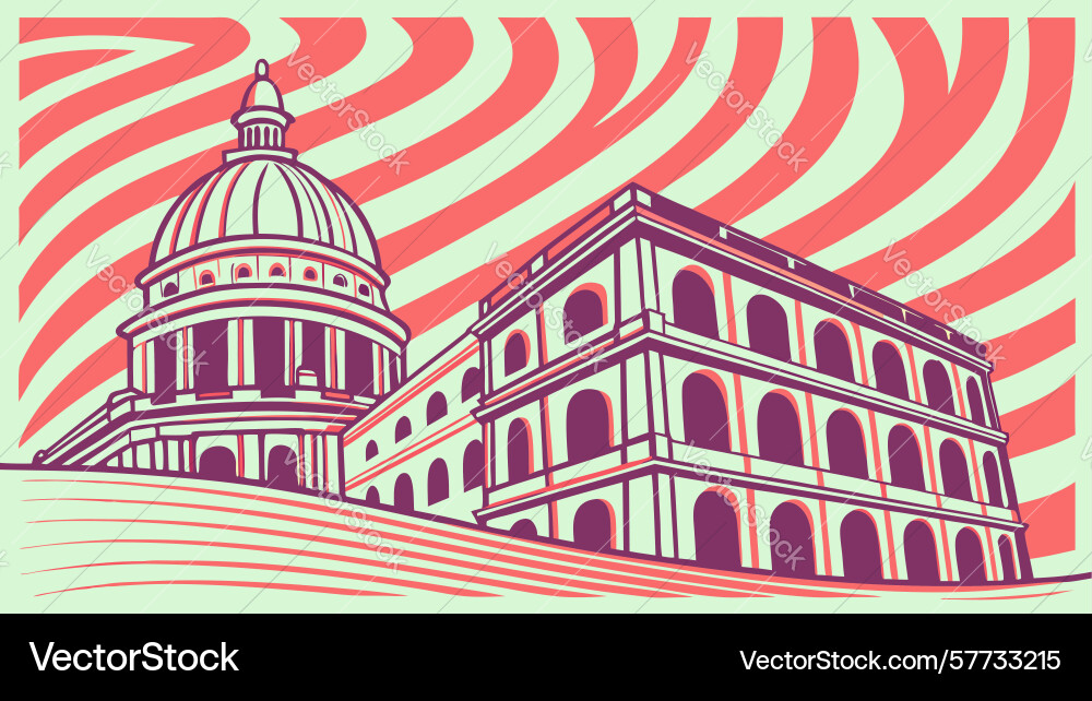 Pop art style building with geometric lines Vector Image