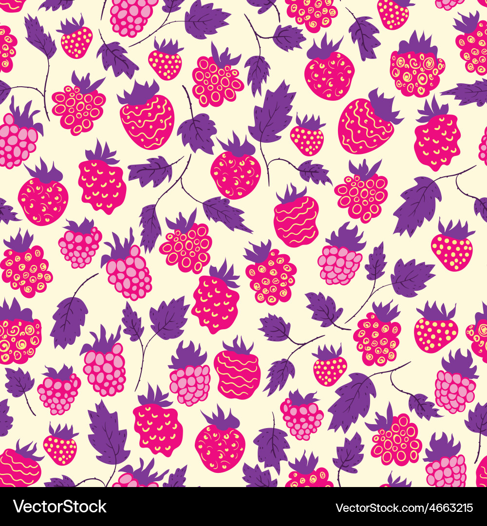Raspberry seamless pattern vector image