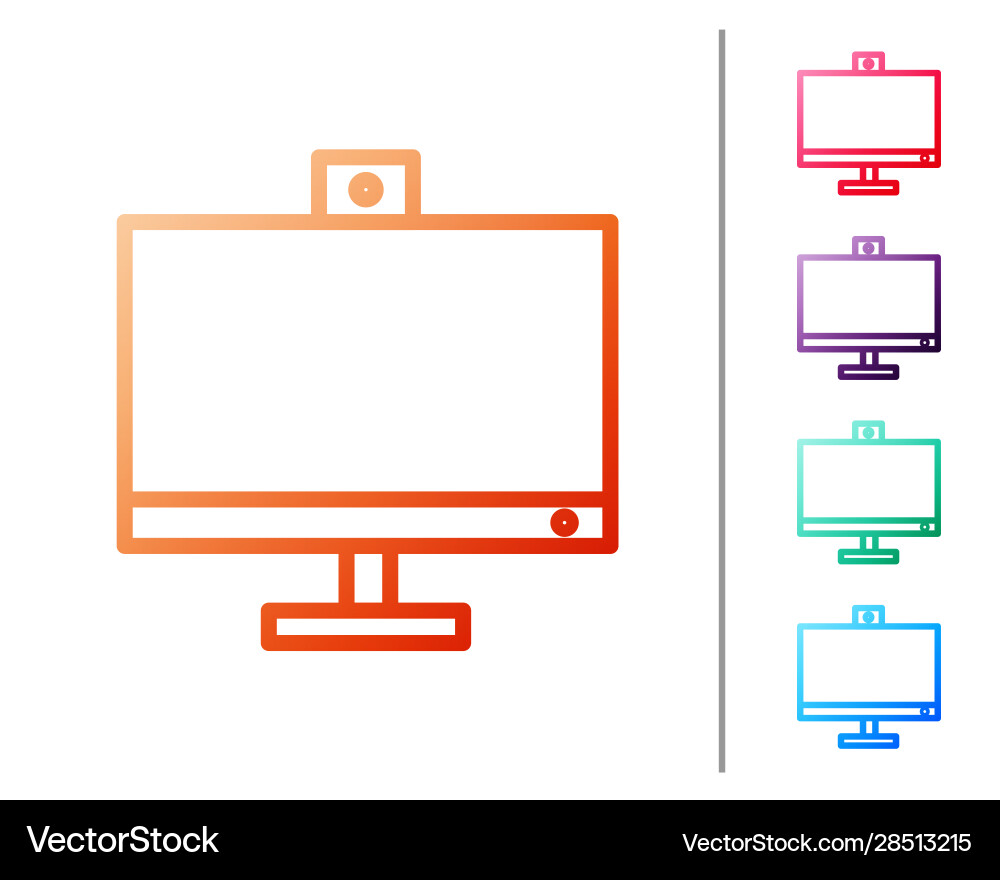 Red line computer monitor icon isolated on white Red line computer monitor icon isolated on white vector image