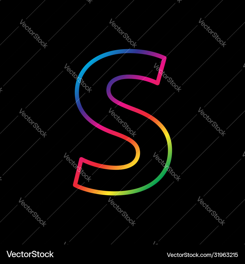 S letter rainbow alphabet logo abstract colorful S letter rainbow alphabet logo abstract colorful vector image