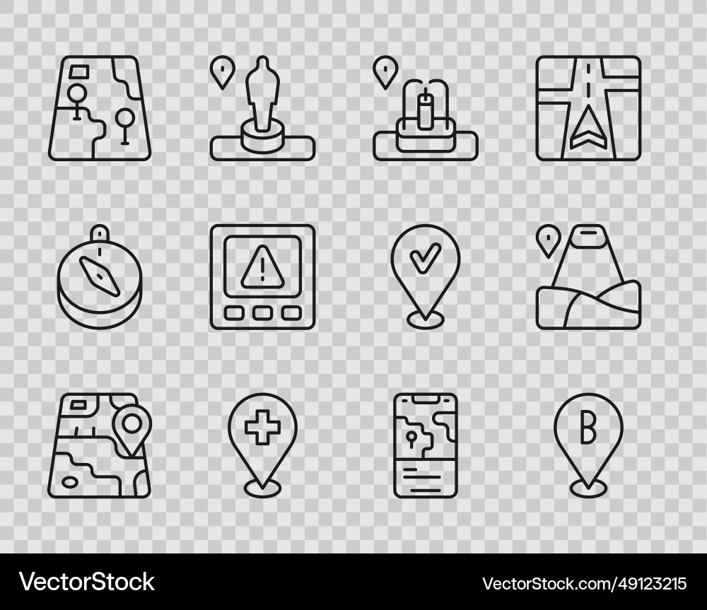 Set line city map navigation location Set line city map navigation location vector image