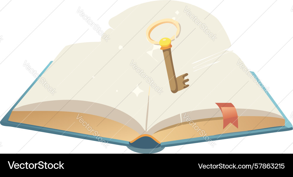 Unlocking knowledge open book with a key design Vector Image