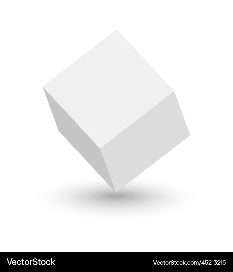 White cube 3d abstract box with shadow geometric Vector Image