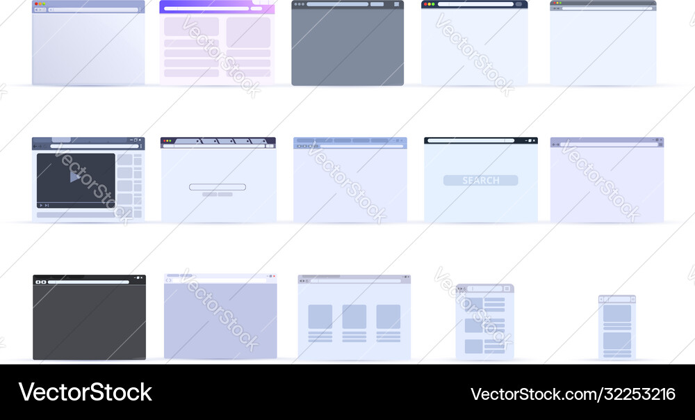 Browser icons set cartoon style Browser icons set cartoon style Vector Image