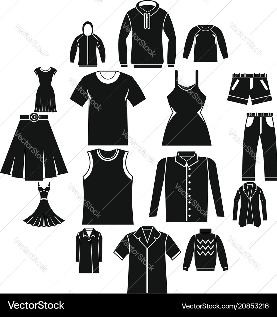 Different clothes icons set simple style Different clothes icons set simple style vector image