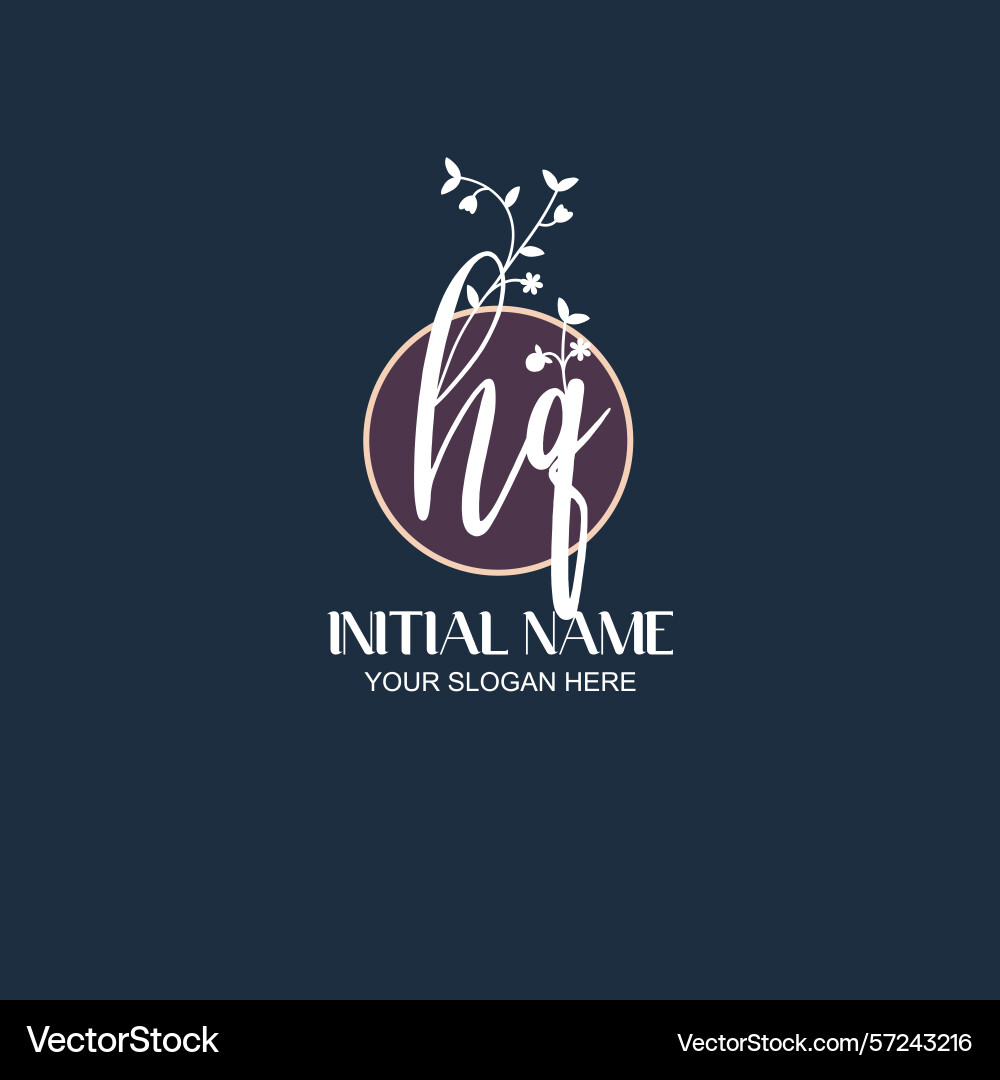 Elegant hq initial logo design with botanical Vector Image