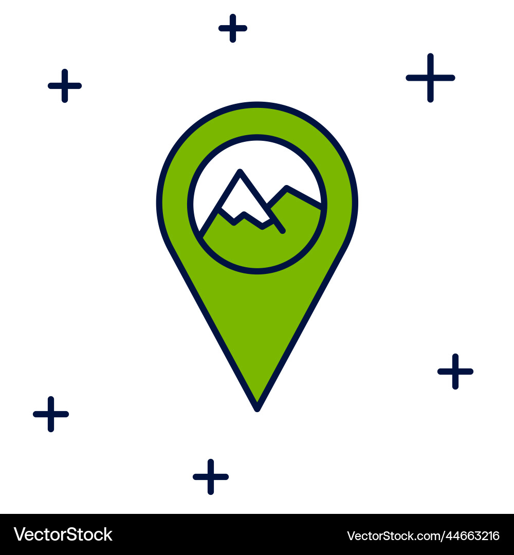 Filled outline map pointer with mountain icon Filled outline map pointer with mountain icon vector image
