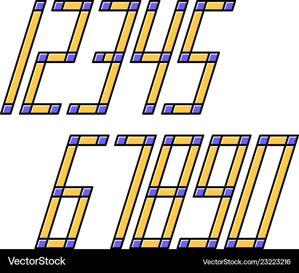 Geometric font line digital effect design numbers vector image