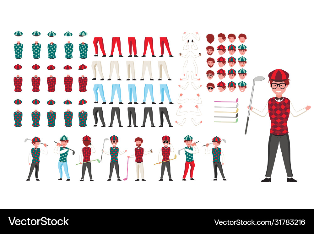 Golfer character constructor man creation Vector Image