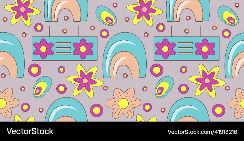 Groovy pattern in doodle style on colorful Groovy pattern in doodle style on colorful Vector Image