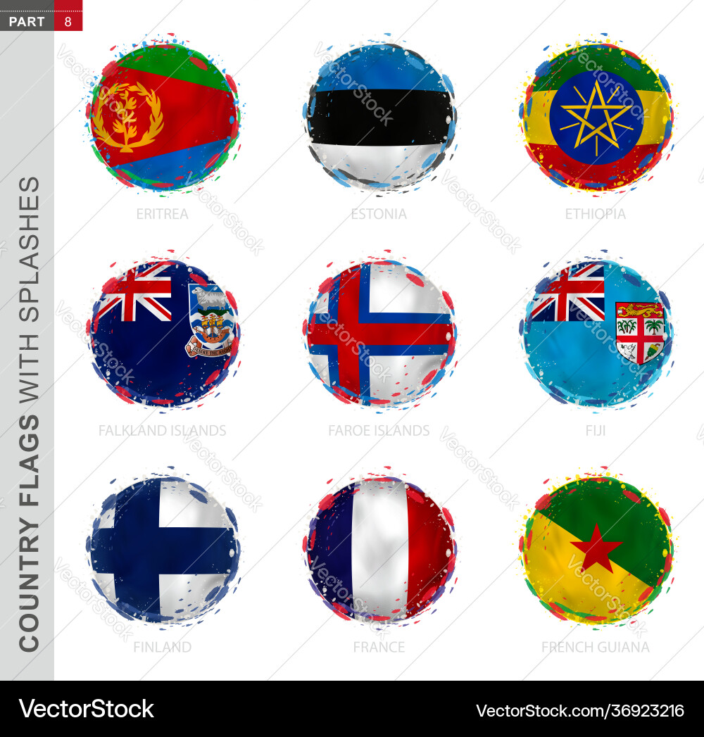 Grunge Flag Collection with Splashes Vector Image