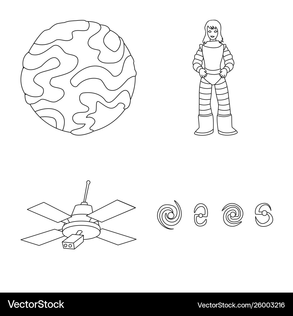 Isolated object space and galaxy sign set vector image