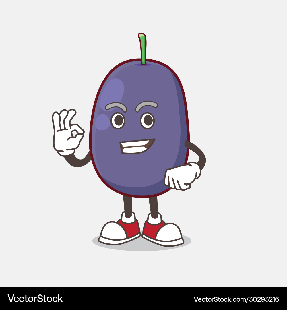 Java plum cartoon mascot character with calling vector image