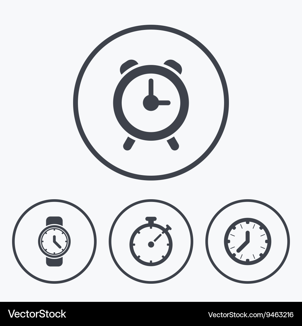 Mechanical clock time icons stopwatch timer Vector Image