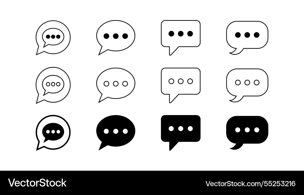 Message icon set comment speech bubble vector image